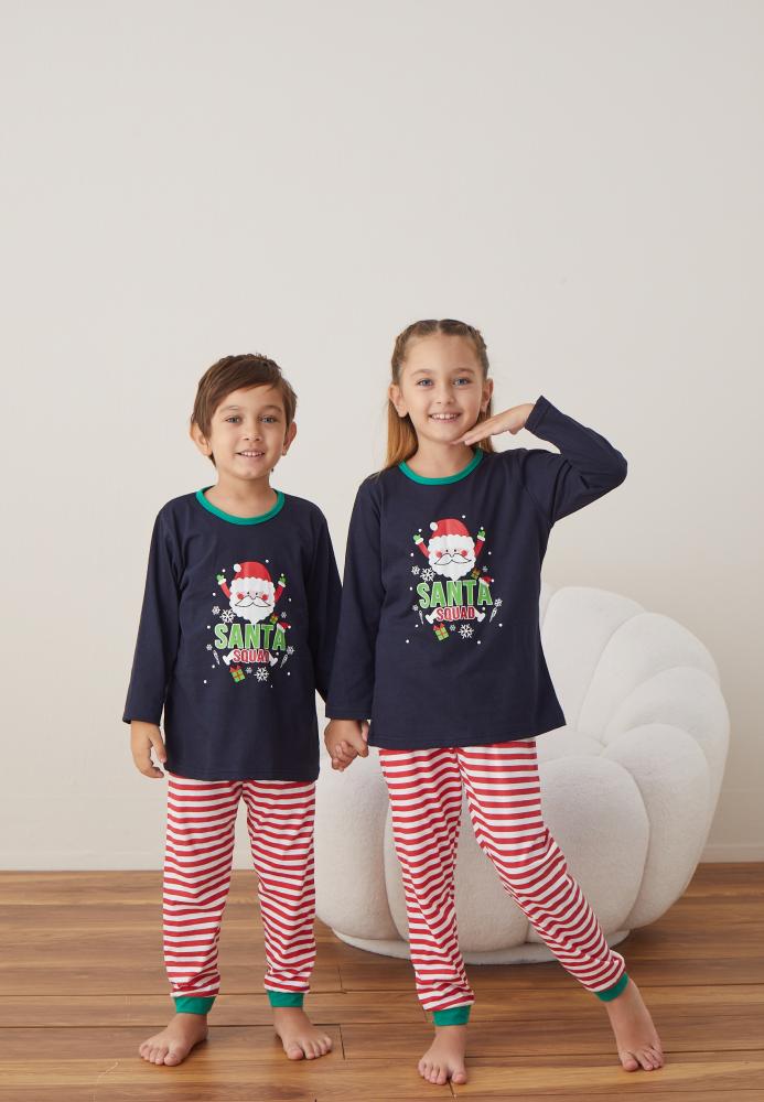 Pijamale de Crăciun Copii "SANTA "Culoare Bleumarin ,Engros